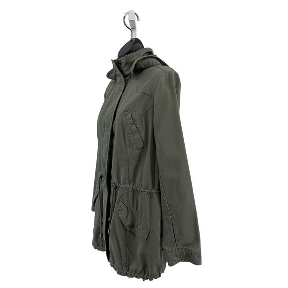 Style & Co. Hooded Utility Jacket WMNS M Green Long Sleeve Zip Up Button Pockets - Picture 5 of 10